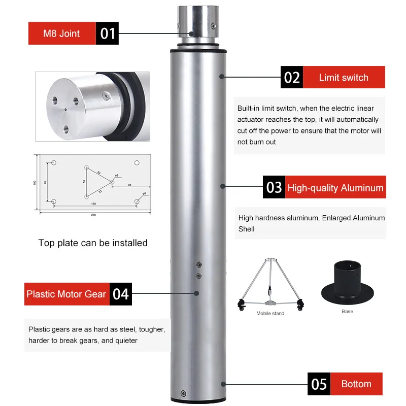Подъемная Колонка для фотографий 12 В 24 100 мм 200 300 400 500 600 700 800 900