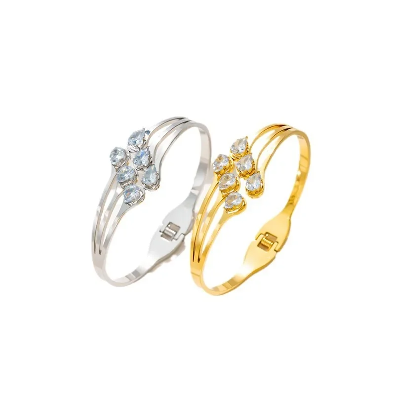 Роскошный браслет из титановой стали в европейском стиле с большими