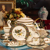 jingdezhen high grade 56 head ceramic tableware european bone china bowl and dish set household tableware gift