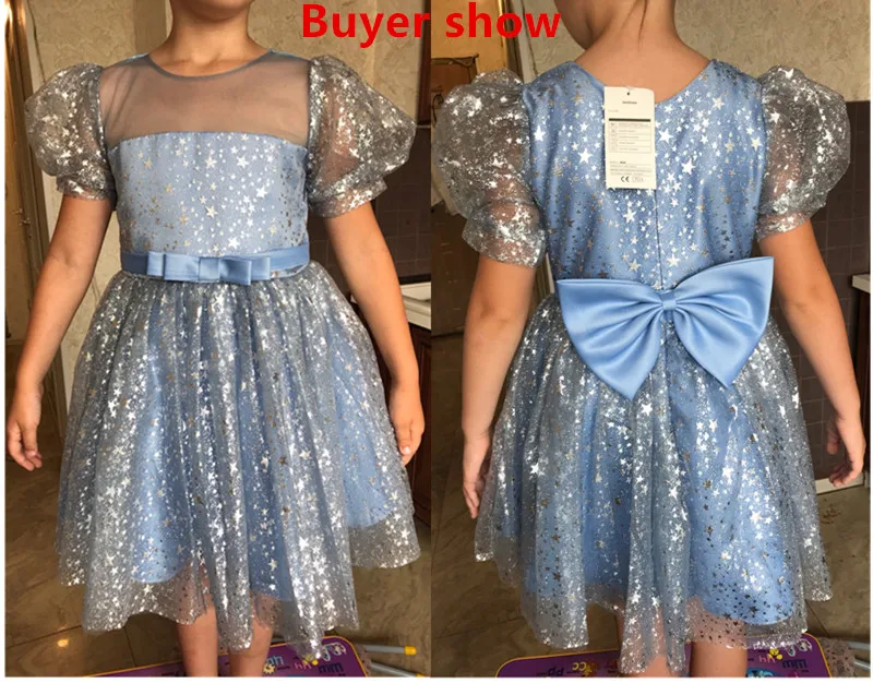 Toddler Baby Girl Sequin Tutu Gown Newborn Girls 1 Year Birthday Party Fluffy Dress Flower Babe Puff Sleeve Clothes For Weddings