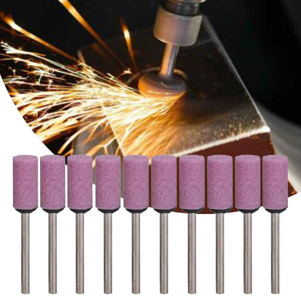 

10pcs 3x8mm Abrasive Mounted Stone Flat Head Cylindrical Grinding Stone Wheel Head For Rotary Polishing Jade Wood Metal Tools