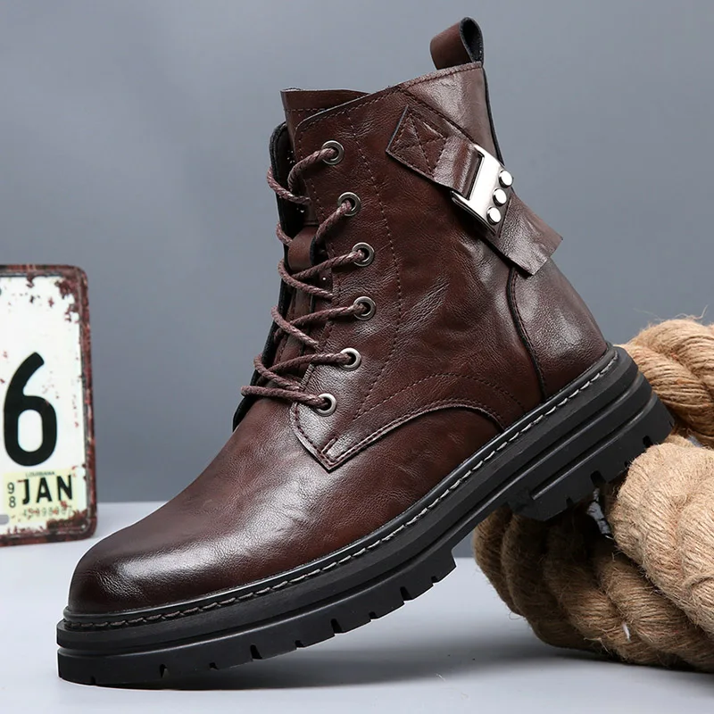 Новинка 2024 модные мужские ботинки мотоциклетные в стиле панк с заклепками