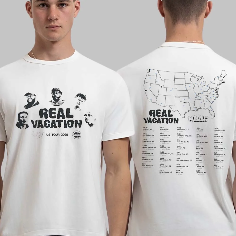 Фото Двусторонняя футболка Willis Real Vacation 2025 North American Tour Cities с датами №1