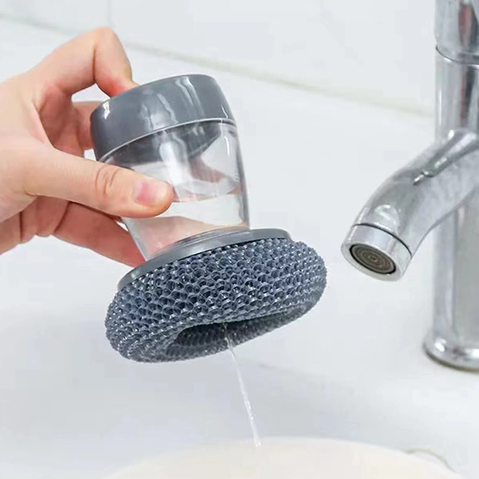 

Kitchen Soap Dispensing Palm Brush Washing Liquid Dish Brush Soap Pot Utensils With Dispenser Cleaning Bathroom Cleaning Tools