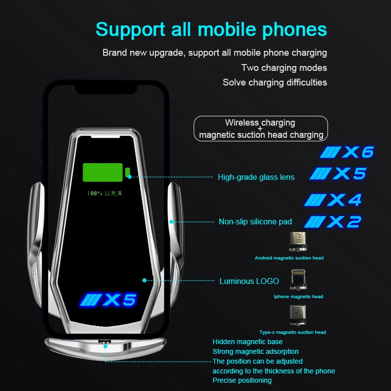 For Bmw E46 E90 E92 E60 E39 F30 F34 F10 F20 Car Wireless Charger intelligent Infrared Sensor Phone Holder Mount