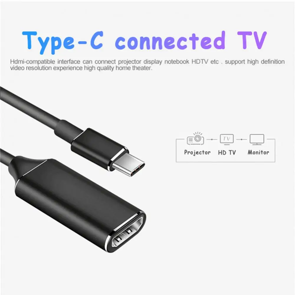 Plug & Play Type-c To Hd Video Cable Splitter Type C To -compatible Usb3.1 4k 60hz Usb C To Hd-mi Tv Display Adapter images - 6