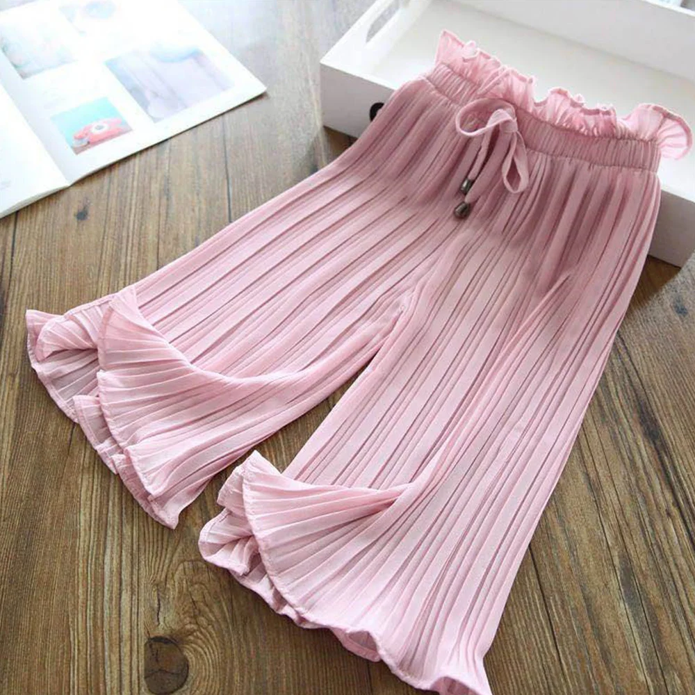 Летние штаны для девочек, однотонные повседневные свободные до щиколотки, защита от комаров, одежда для малышей