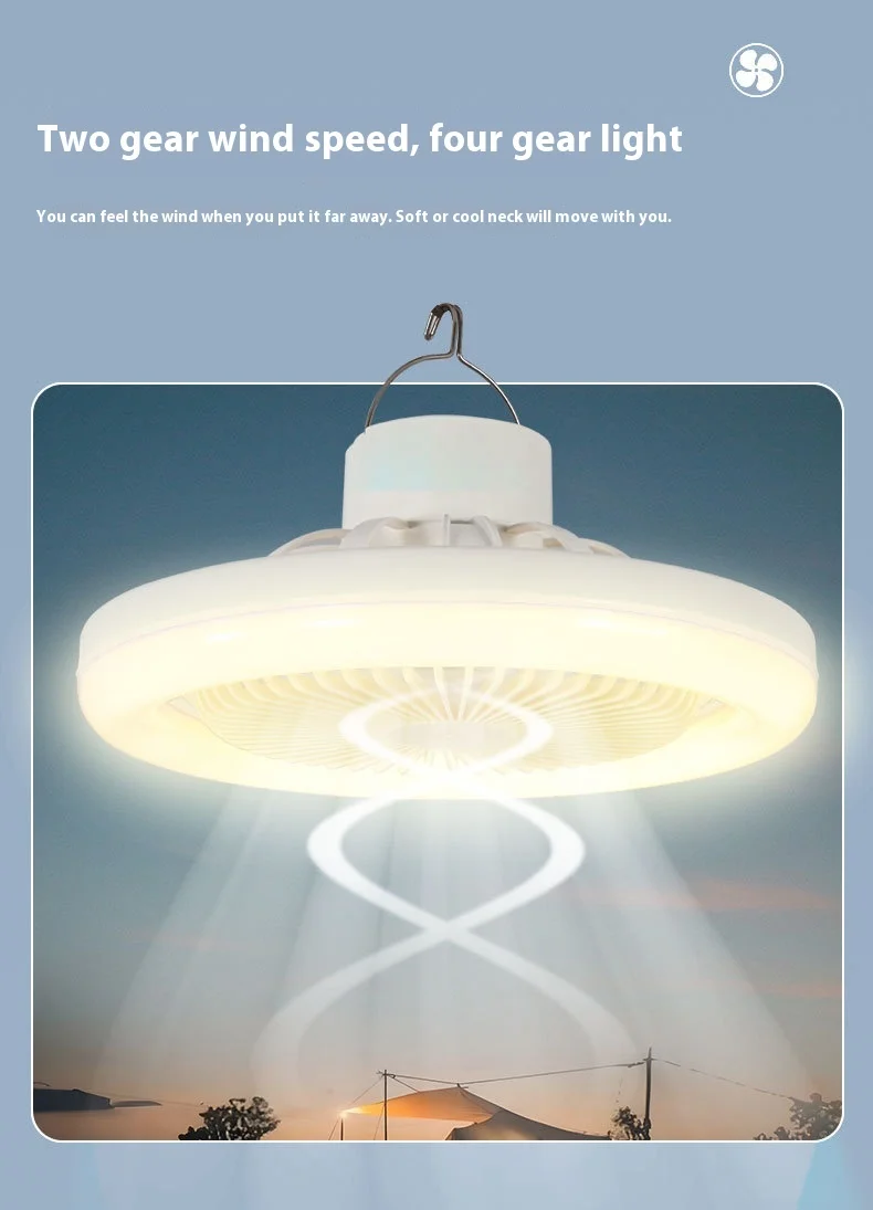 6000 мАч Солнечная палатка для кемпинга Потолочный вентилятор с солнечными