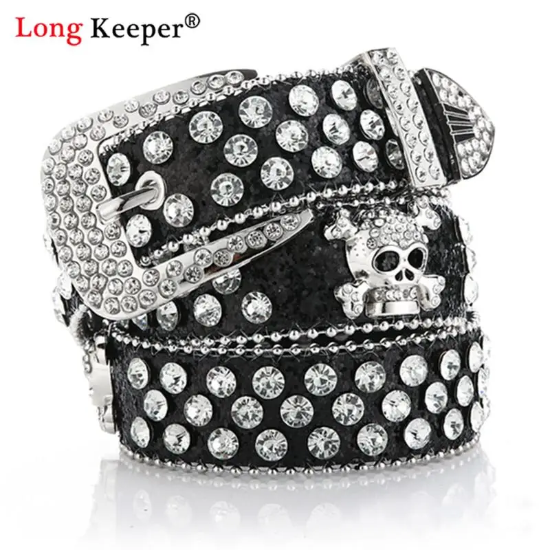 

Belts Women Skull Rhinestones Belt Goth Vintage Pin Buckle Fashion Casual Puck Belt for Jeans Young Men Cowboy Y2K Accessories