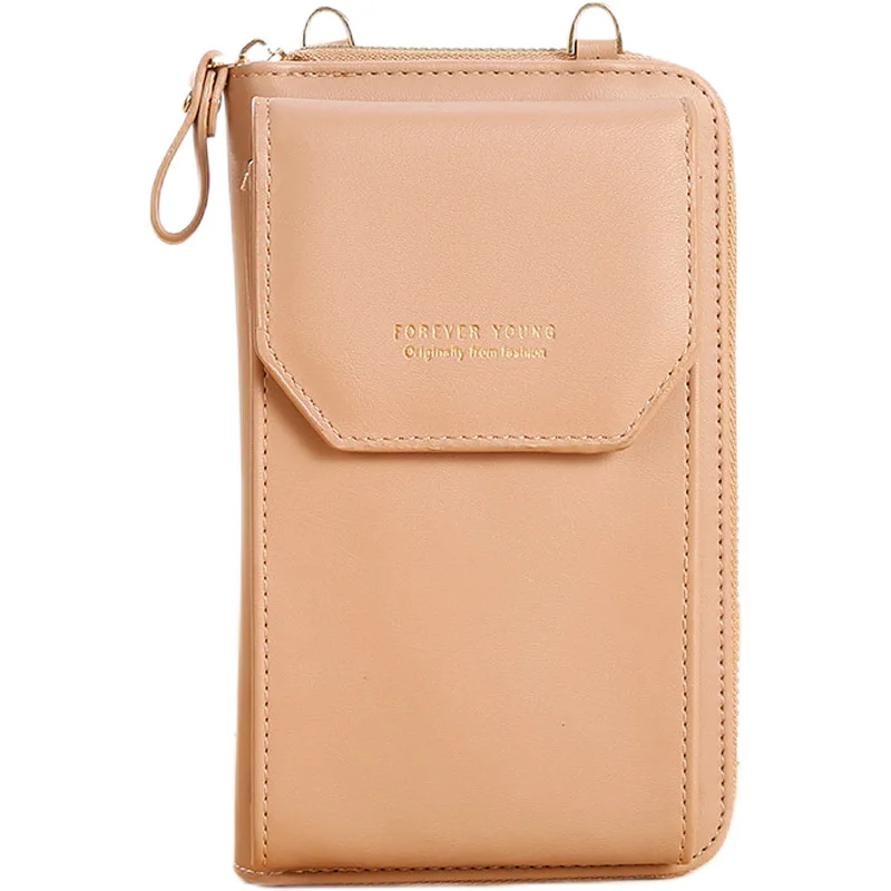 2023Ladies wallet PU leather long mobile phone bag 2020 fashion Korean multifunctional student wallet diagonal ticket folder