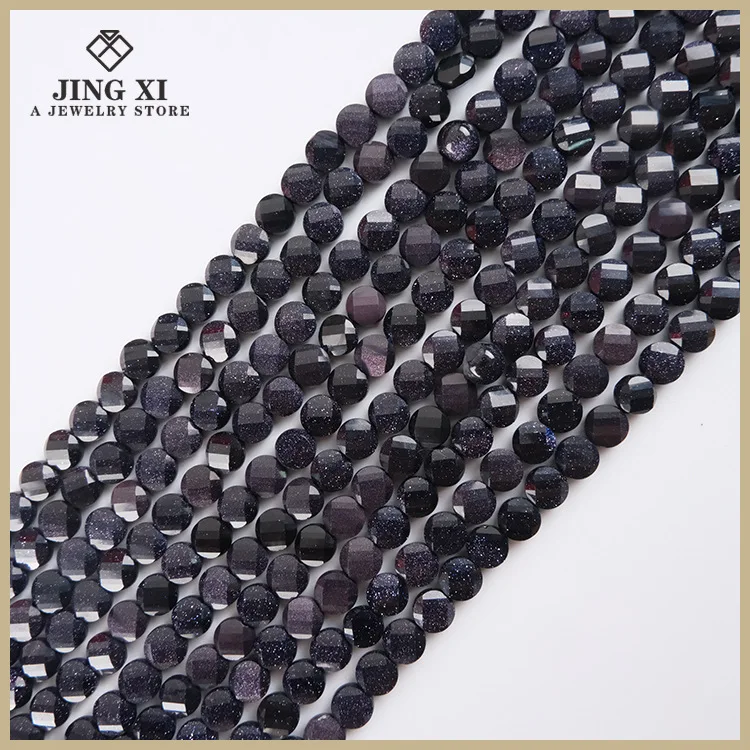 

Icnway natural 21style gemstone 8mm flat round faceted 39cm beads for jewelry making