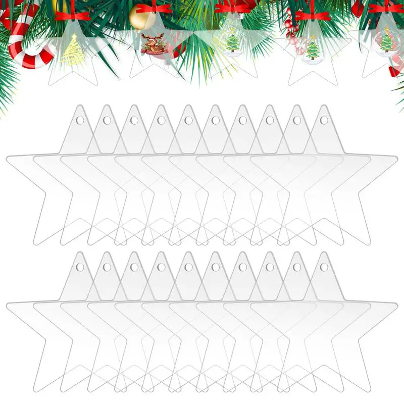 

Прозрачный чистый акрил рождественские украшения, заготовки, Рождественская елка, акриловые украшения для детей, подвесные украшения для рождественской елки