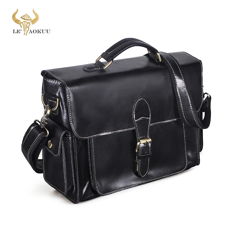 New Top Quality Leather Antique Retro Business Briefcase 13