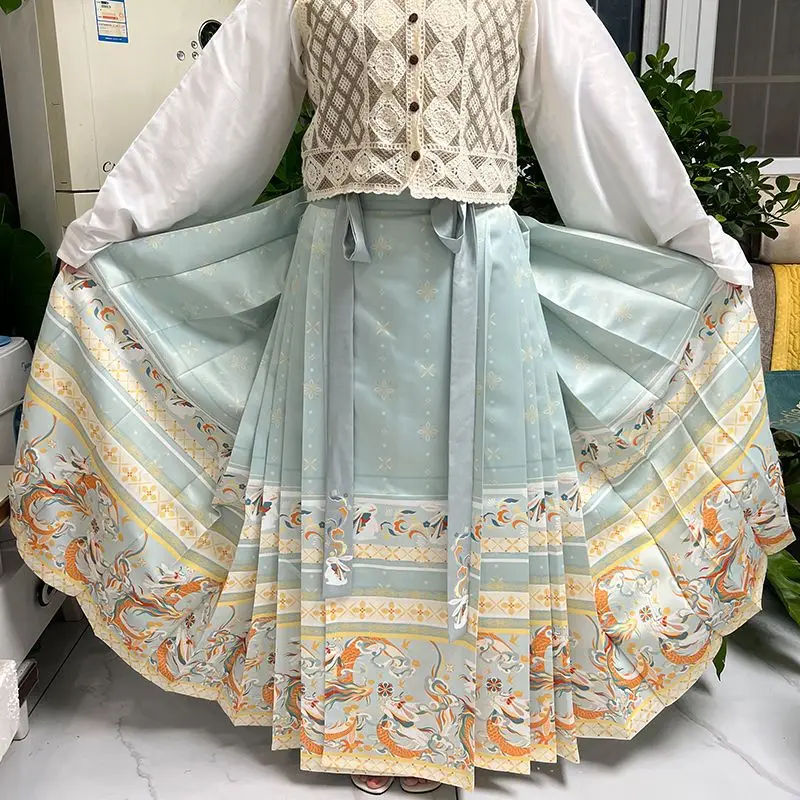 Юбка с изображением лошади оригинальная Женская юбка ханьфу династии Мин