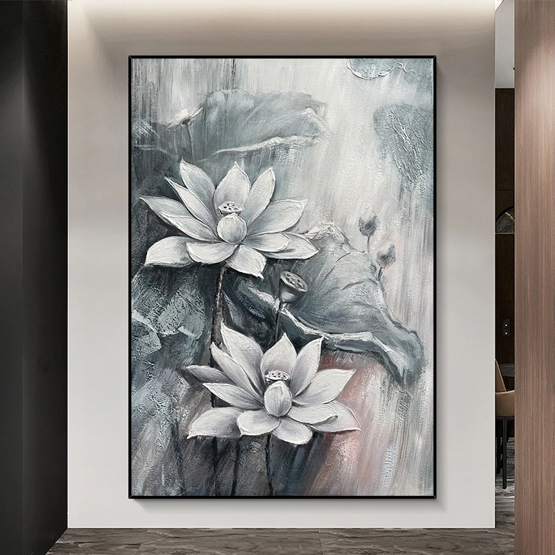 

Monet Famous Painting Water Lilies Grey 100% Hand Painted Oil Painting Wall Art For Home Living Room Handmade Restaurant