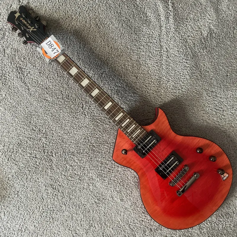Настоящая 6-струнная электрическая гитара Ксавье красный Горелый клен Топ Алан