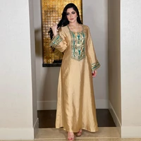 robe femme musulmane new sequin gold silk solid muslim robe middle east long sleeve dress women abayas for women