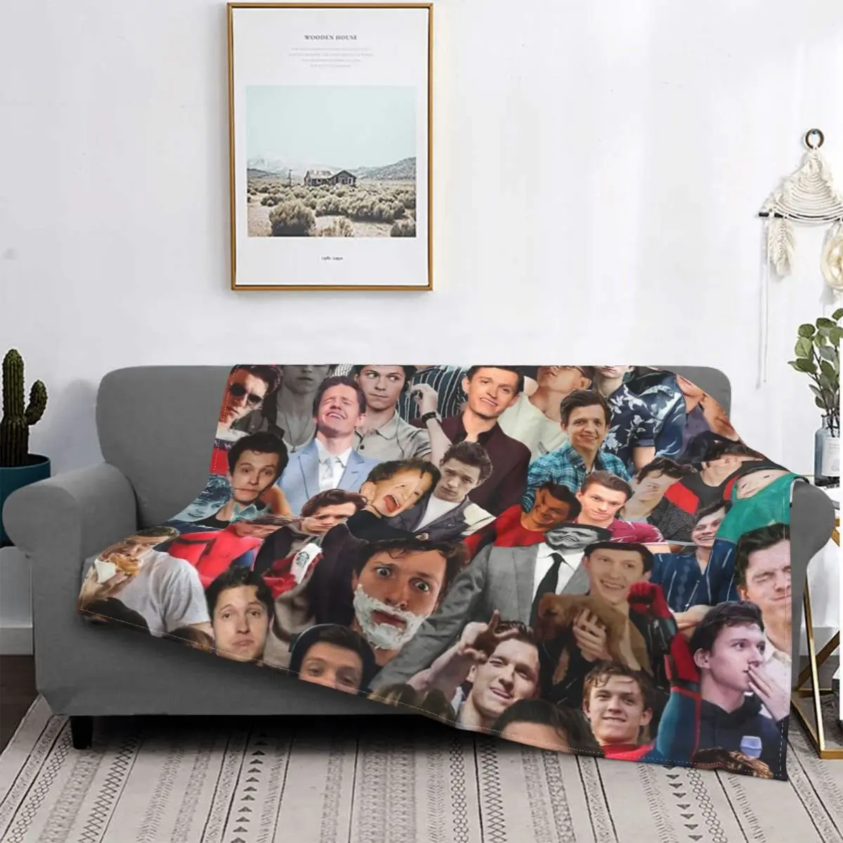 

Tom Holland Photo Collage 2 Blanket Bedspread Bed Plaid Throw Anime Plush Muslin Blanket Bedspreads For Bed