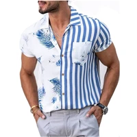 trendyol men short sleeve hawaii beach shirts 2022 summer new mens vintage palmeiras print striped shirt blusas camisa masculina