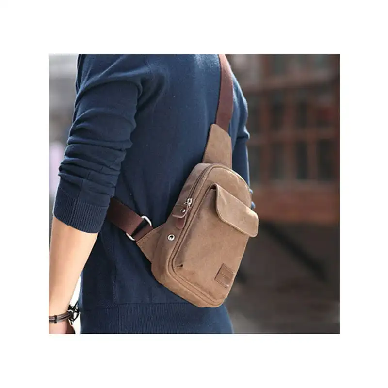 Fashionable Leisure Men's Crossbody Canvas One Shoulder Backpack Oblique Chest Pack Shouler Bag