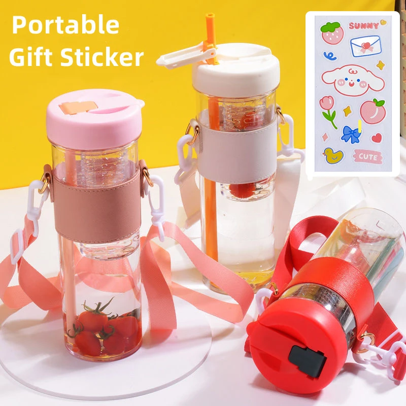 

Tumbler With Straw Infuser Protable Water Bottle For Girls Plastic Cups With Lid and Straw Bubble Tea Cup Tour Outdoor 700Ml