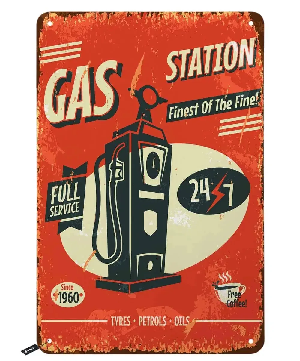 

Gas Station Tin Signs,Finest of The Fine Full Service Vintage Metal Tin Sign for Men Women,Wall Decor Home Decor