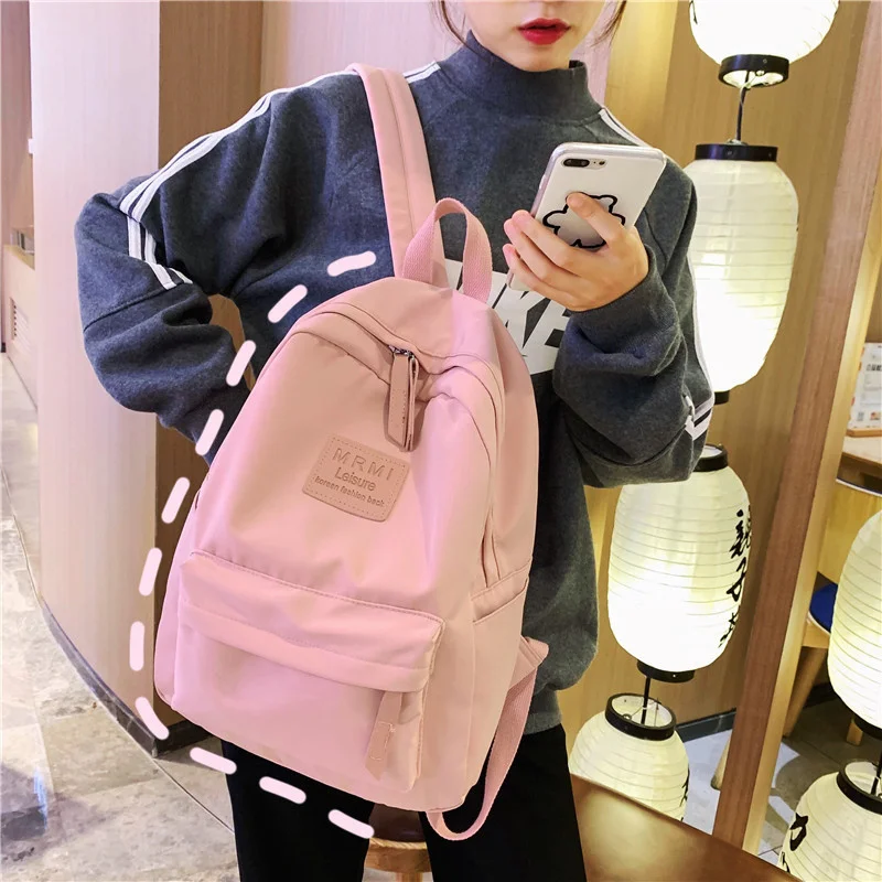 TRAVEASY Nylon Women Backpack Cute Design Schoolbag Female Student Teenage Girl Pink Casual Woman Travel College Style Bookbag