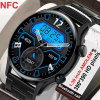 2022 nfc men smart watch amoled 390390 hd screen always show time bluetooth call smartwatch men ip68 waterproof for android ios