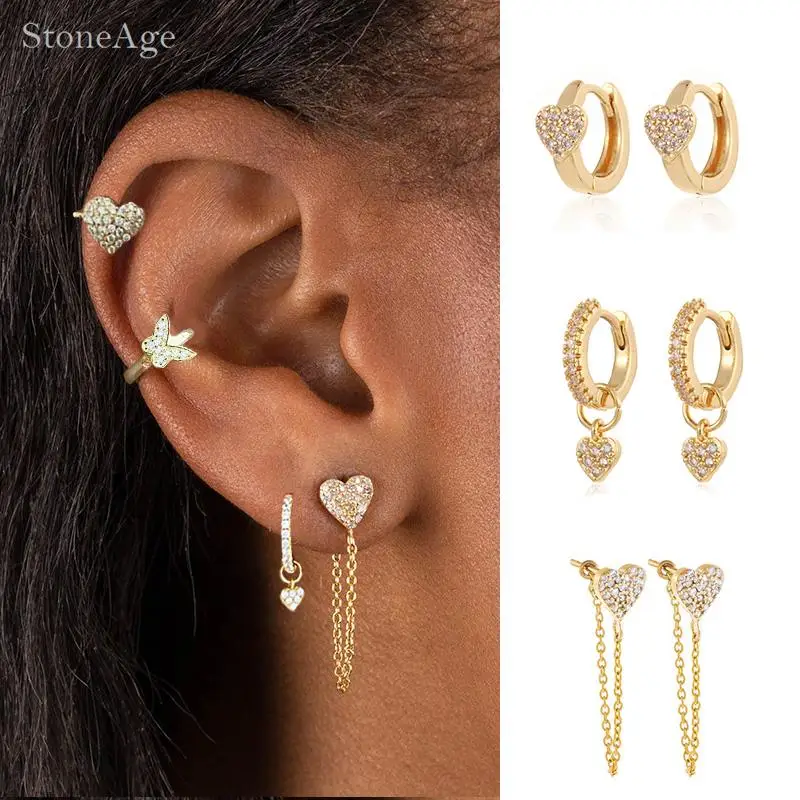 Romantic Butterfly Heart Ear Clip Buckle Earrings for Women Dainty Fake Piercing Helix Orbital Earing for Girls Jewelry KAE353