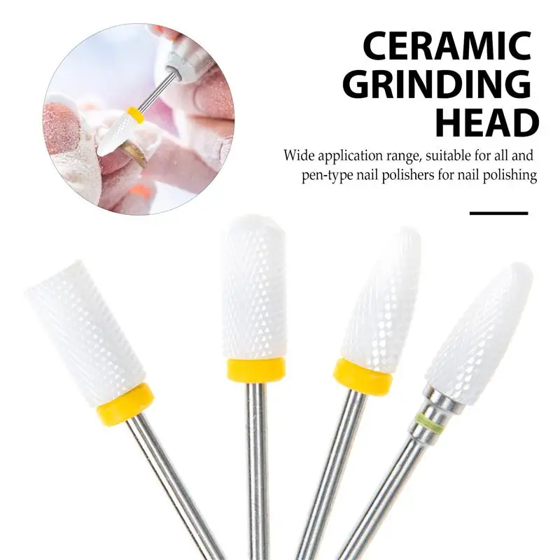 

4pcs Ceramic Nail Drill Bits Replacement Cuticle Drill Bits Nail Art Supplies