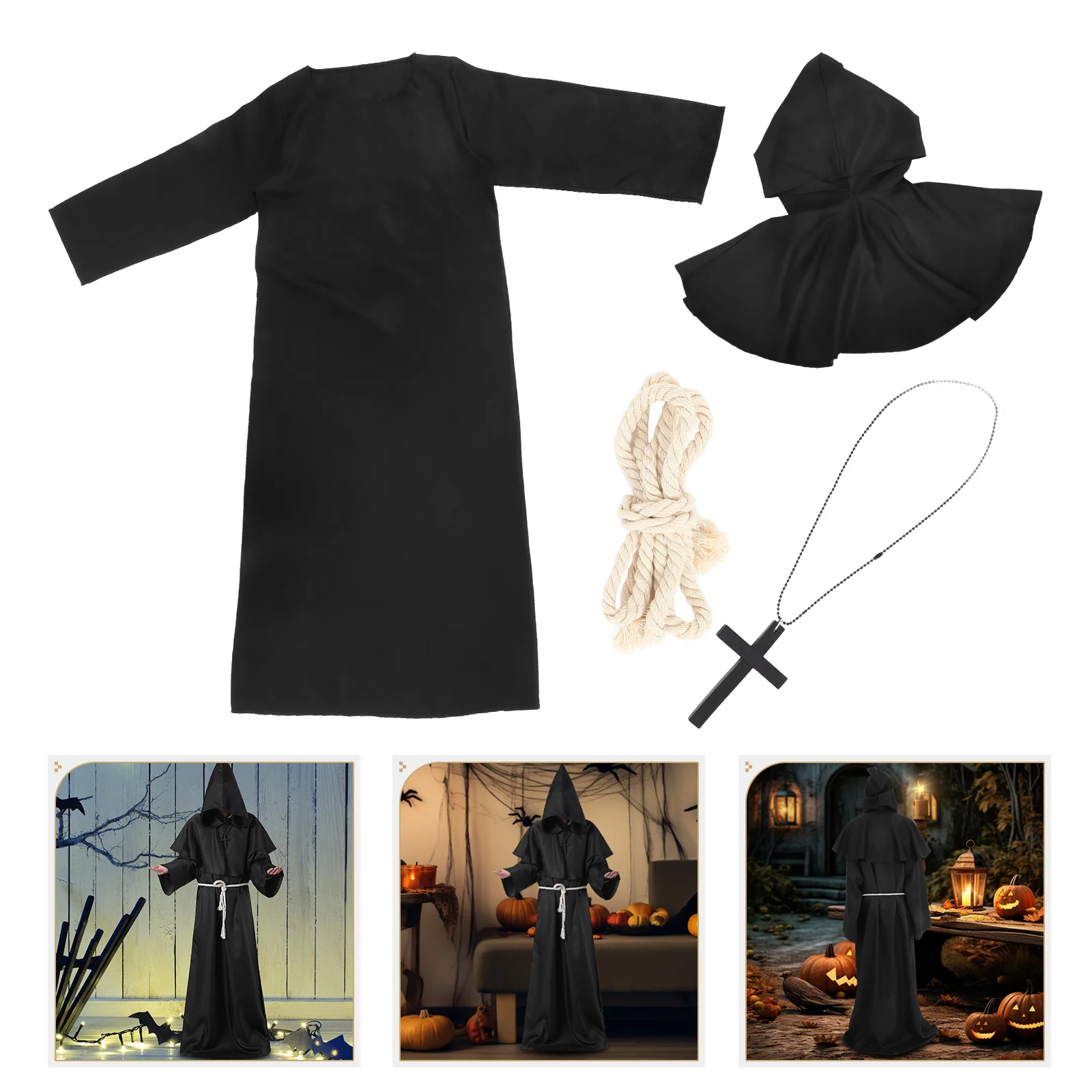 Средневековая кепка монаха костюмы на Хэллоуин униформа волшебника одежда плащ