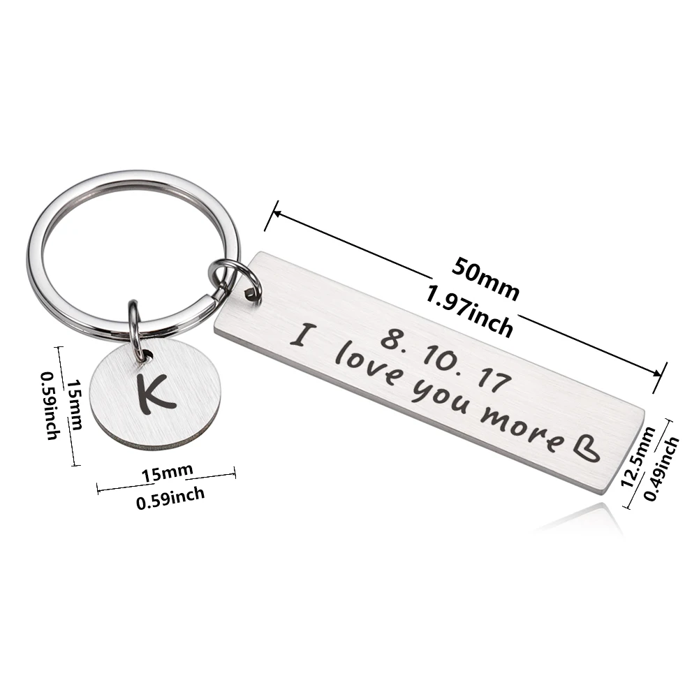 Special Gift Personalized Keychain Custom Key Chains Engraved Text Date Intials Names Customized Lover Valentines Day Gifts