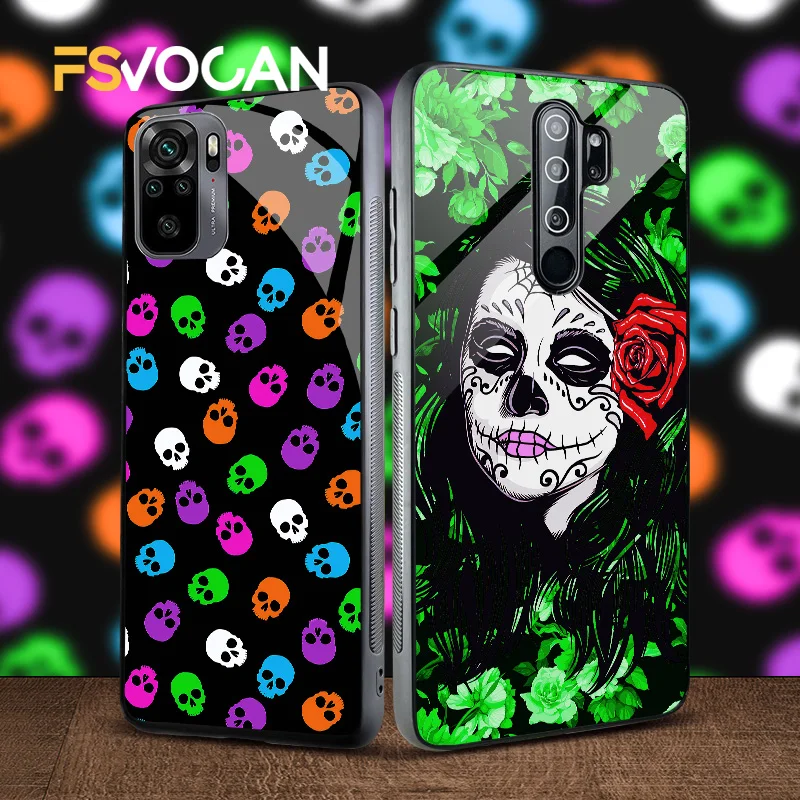 Чехол с сахарными готическими цветами для Xiaomi Redmi POCO Note 12 11 10 9 8 Pro Max 9S 12C X3 Φ 10S