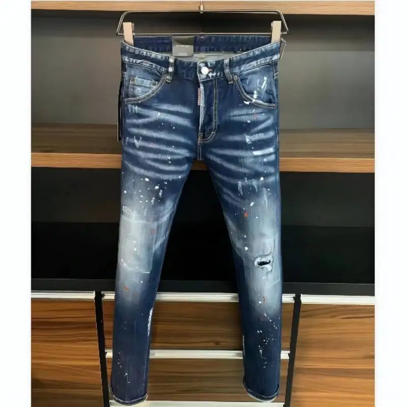 

DSQUARED2 Men's Slim Jeans Straight Leg Motorcycle Rider Hole Pants Jeans Man 9601#