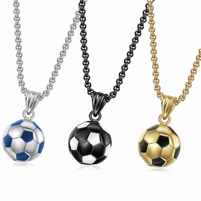 

New Football Necklace Gold Silver Football Pendant Souvenir Furniture Decoration Men's Birthday Gift