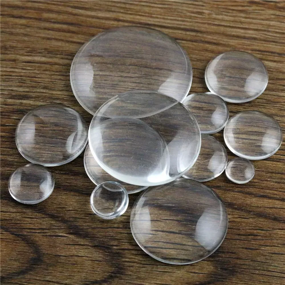 8mm 10mm 12mm 14mm 16mm 18mm 20mm 25mm 30mm 35mm Round Flat Back Clear Glass Cabochon, High Quality,Wholesale Promotion