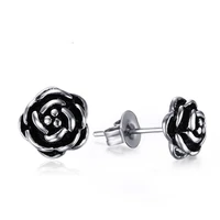 new simple vintage silver color rose flower stud earrings for women retro fashion jewelry wedding party gift piercing earring