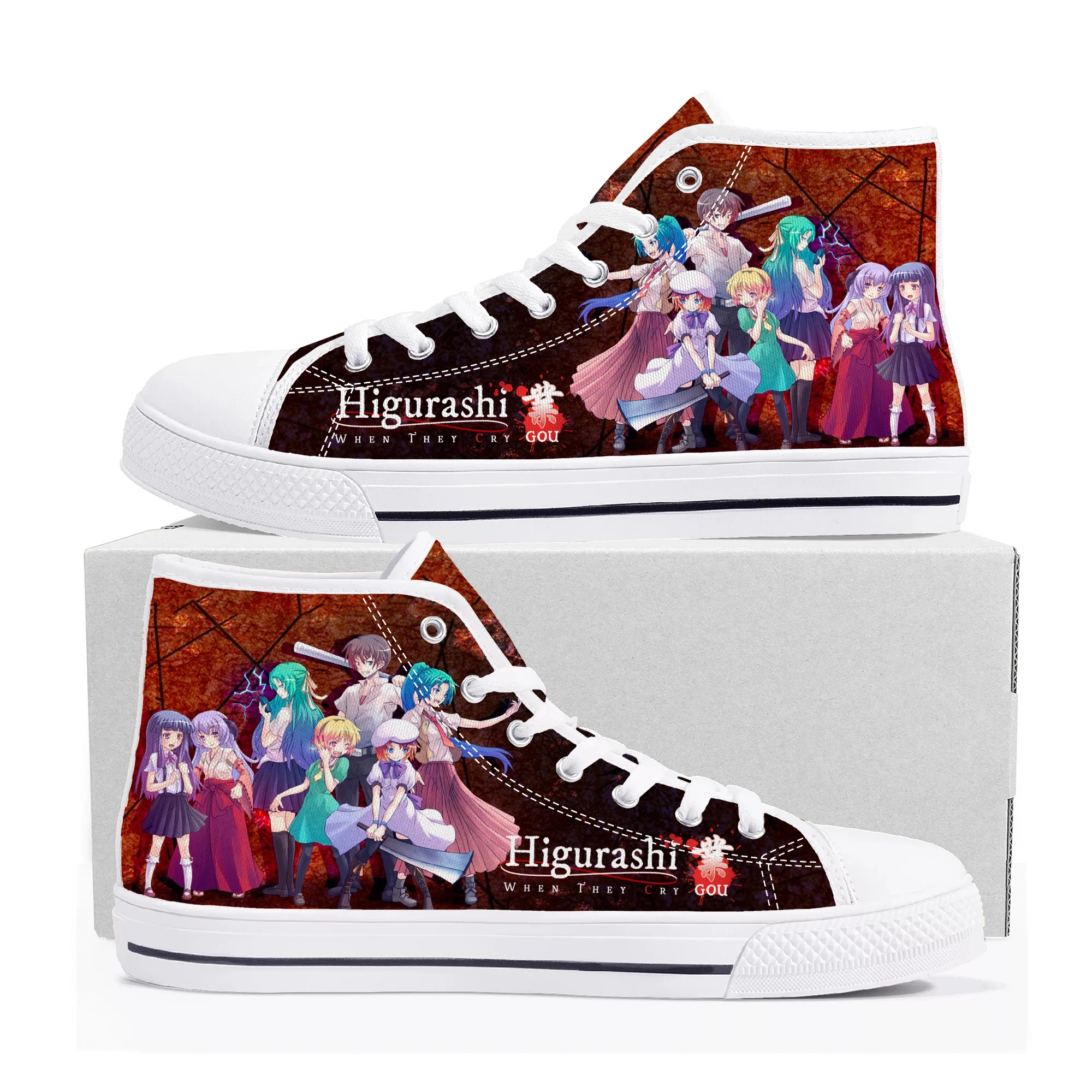 

Higurashi When They Cry High Top Sneakers Cartoon Game Mens Womens Teenager High Quality Canvas Shoes Casual Tailor Made Sneaker