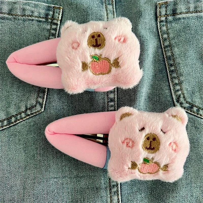 Новая милая розовая капибара плюшевая заколка для волос девочек с милой челкой