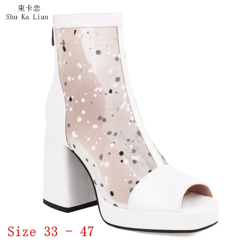 

Summer Ankle Short Boots Women Platform High Heels Peep Toe Shoes Sexy Gladiator Sandals Woman Small Plus Size 33 - 47