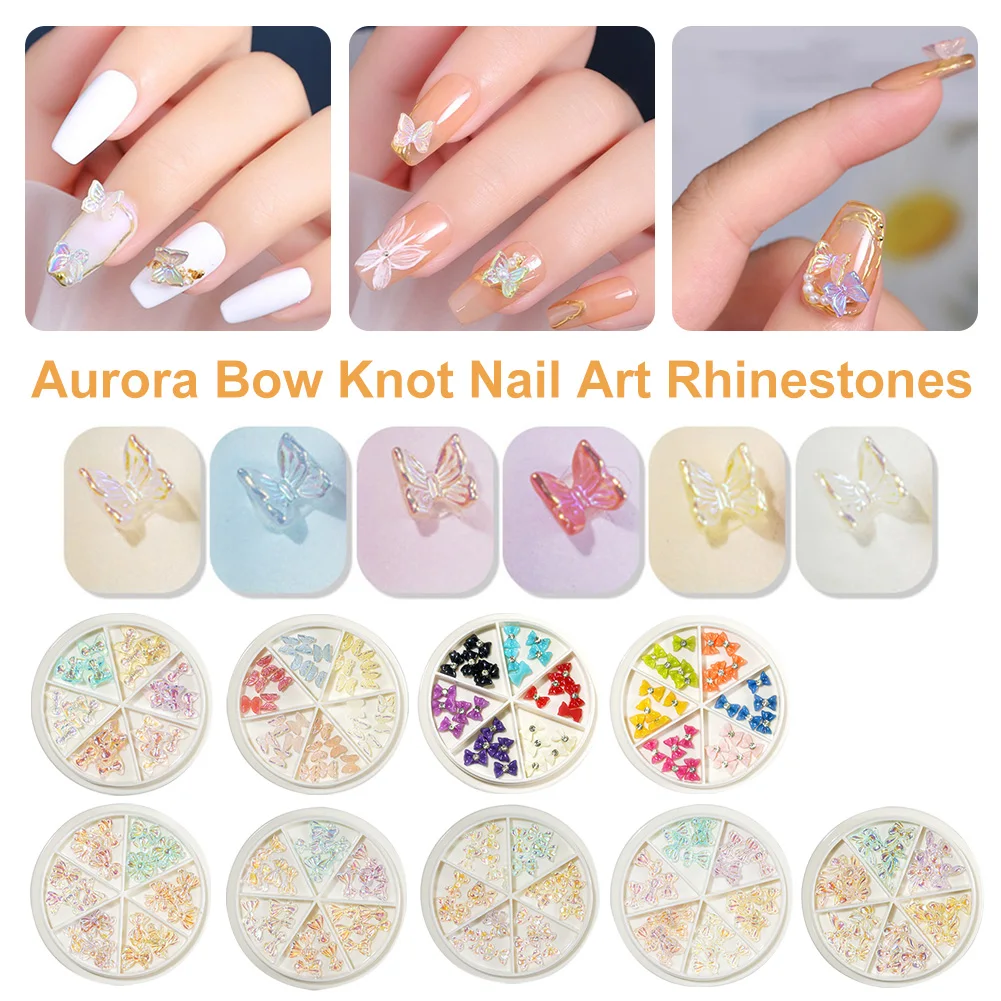 

9 Styles Aurora Bow Knot Nail Art Rhinestones Multicolor 3D Bowknot Jewelry Nail Charms DIY Nail Art Manicure Supplie 13x8.5x1cm