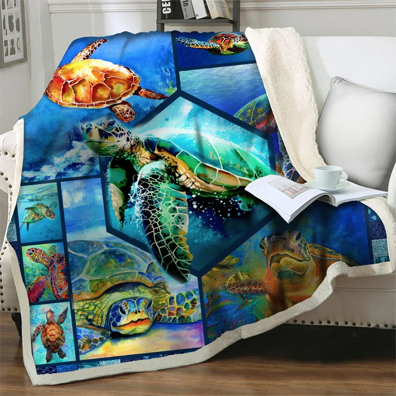 Покрывало с 3d рисунком морской черепахи одеяло из шерпы для кровати диванов