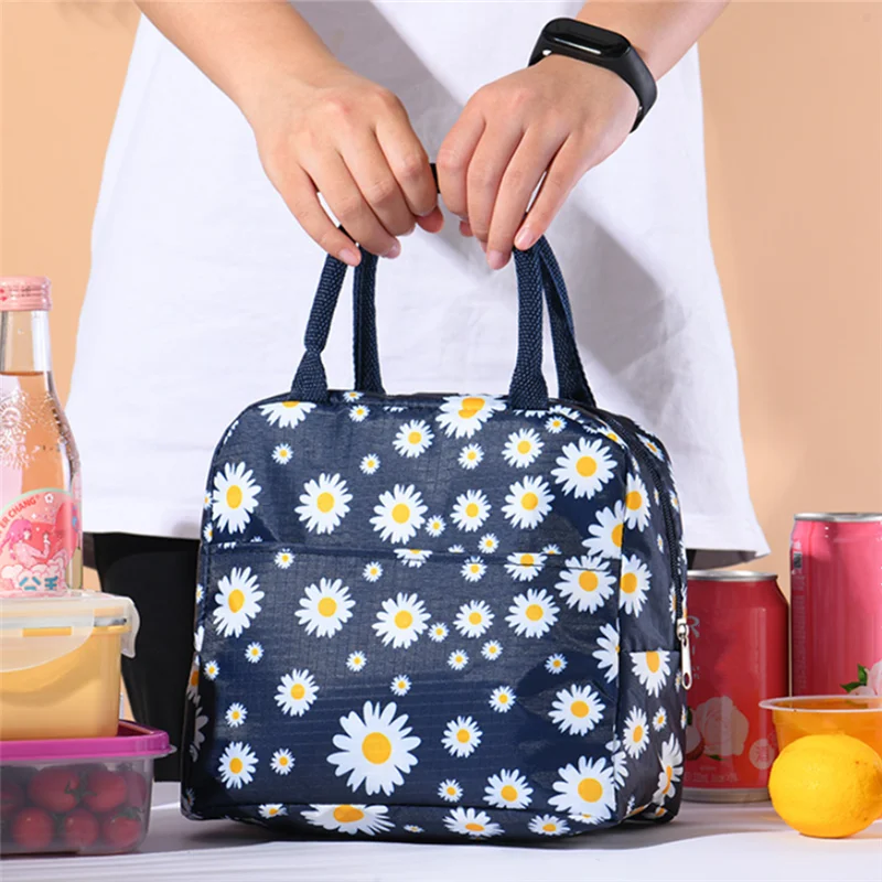 

Nylon Waterproof Heat Insulation Lunch Bags Portable Zipper Food Bento Thermal Cooler Bags for Picnic Travel Storage Container