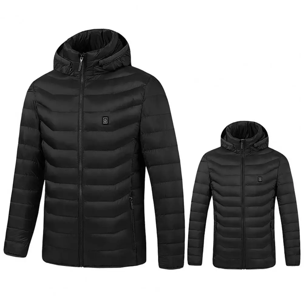 Winter Jacket Hooded Lightweight 9 Heated Zones Cotton Padded Smooth Zipper Coat   Men Heating Jacket  for Cold Weather