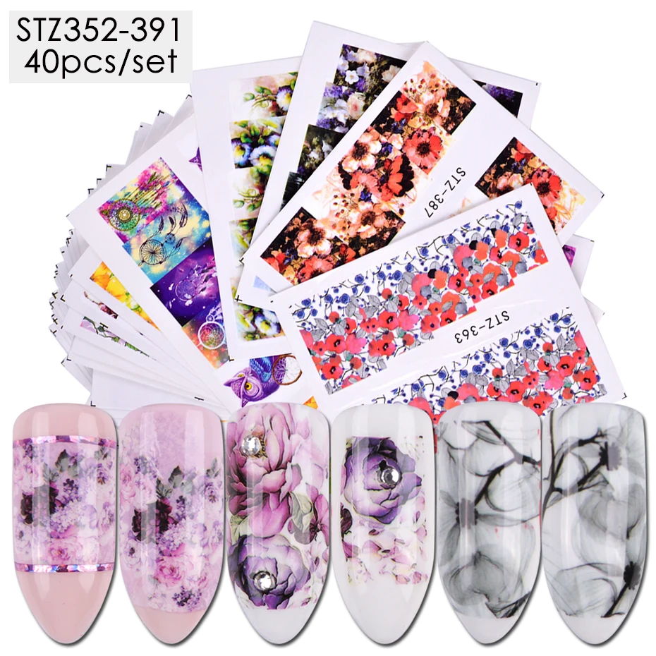 Mixed 50 Designs Nail Water Transfer Sticker NEW DIY Cartoon Flower Leaf Beauty Decals Manicure Nail Art Decorations JISTZ50 images - 6