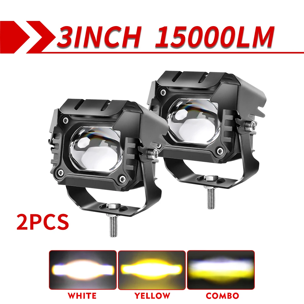 

Обновленная яркая фара для мотоцикла, светодиодная противотуманная фара, 3000K, 6500K, двухцветная, 12 В, 24 В, мини светодиодные фары, Автомобильные противотуманные фары