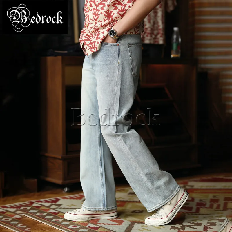 MBBCAR мужские расклешенные джинсы брюки-клеш летние 11 унций винтажные синие