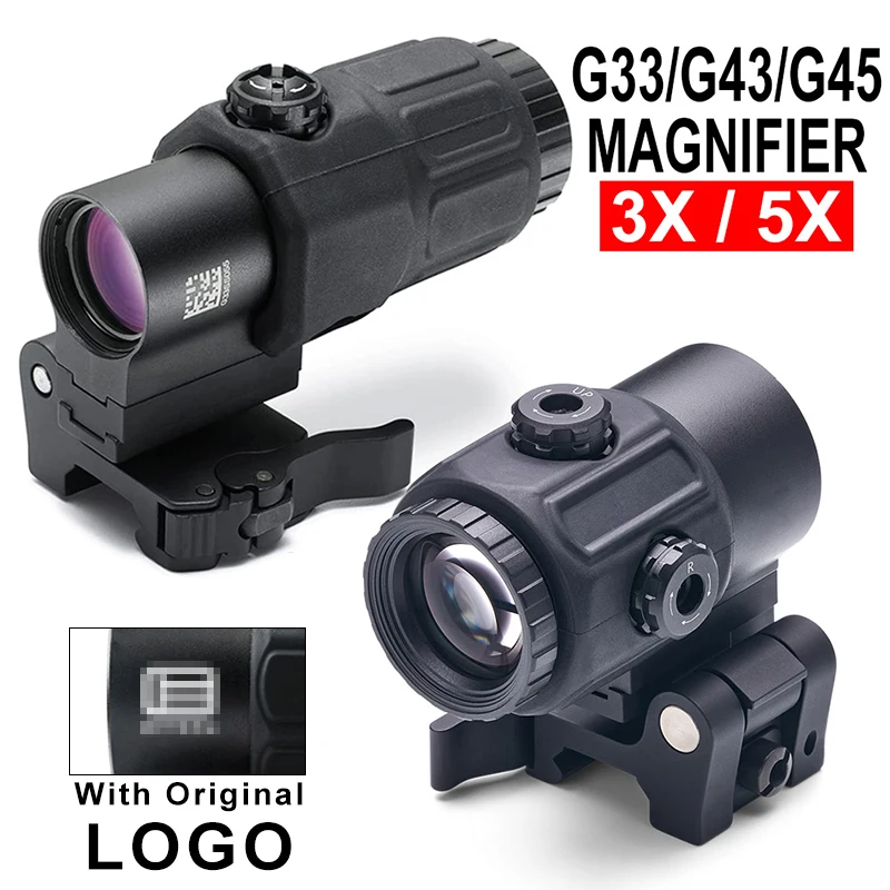 

Tactical G33 G43 3X Magnifier Sight Scope Folding Side Flip G45 5X Magnifiers For 558 556 553 Holographic Reflex Red Dot Sights