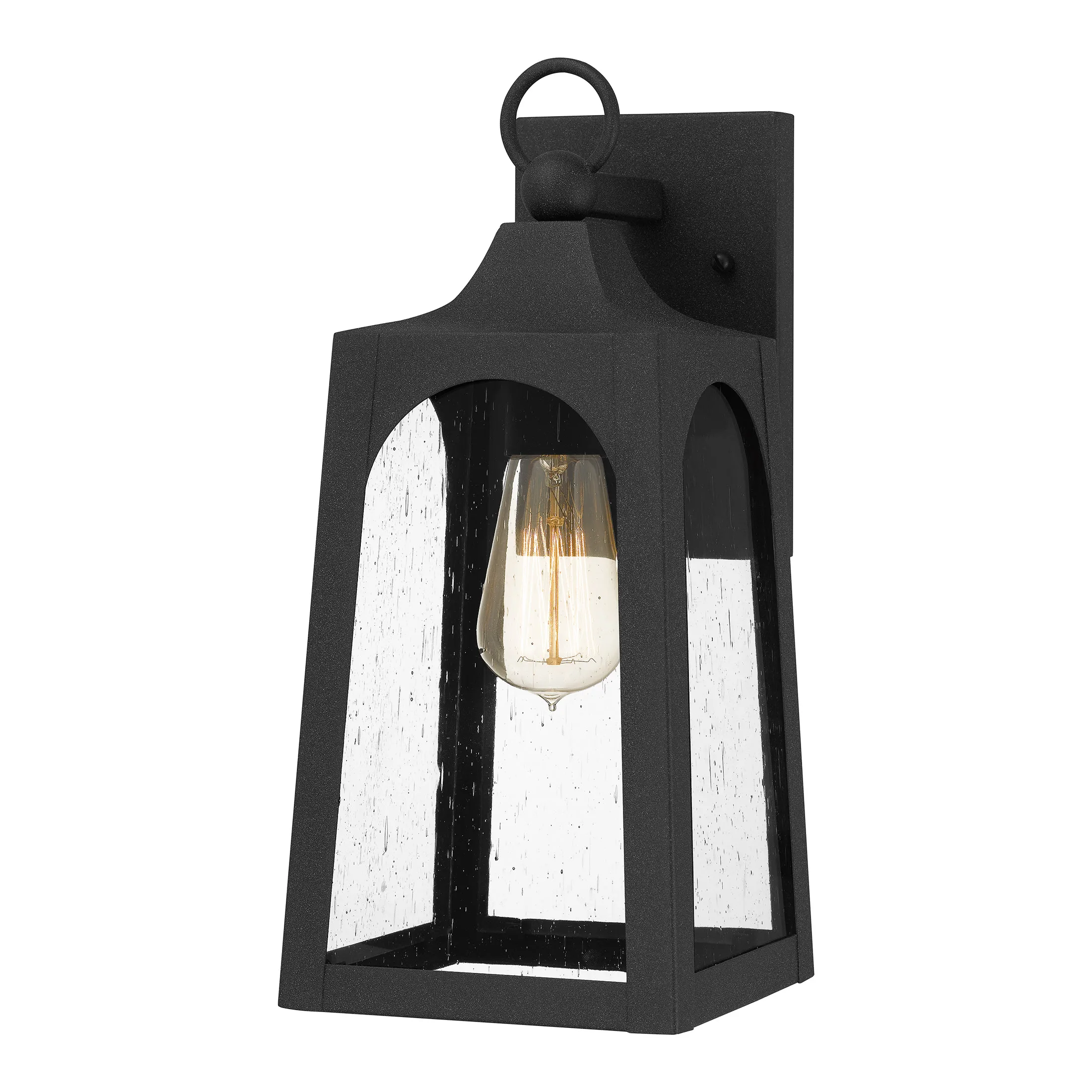 

1-Light Mottled Black Outdoor Wall Lantern