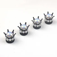 4 pcs car wheel tire valve core cap rhinestone crown style dust air cover universal tyre modified accessories